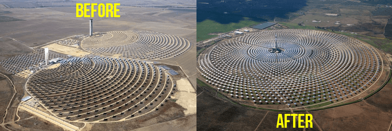 gemsolar solar power plant array before and after